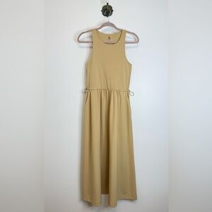 Lou & Grey Side Bungee Pocket Midi Dress Light Sandy Glow Women Size Medium NEW